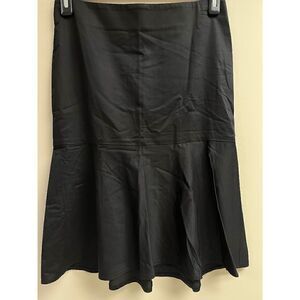 French Connection Womens Mid Rise Flare Hem Midi Skirt Black Sz 4